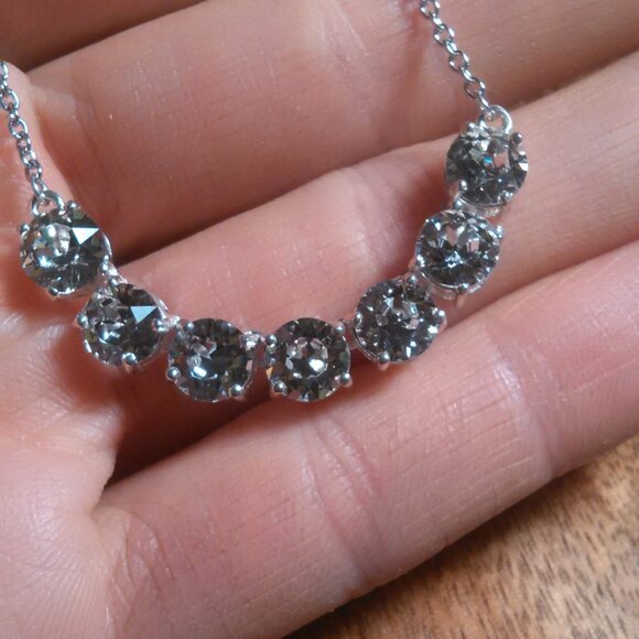White Crystal Sterling Silver and Stainless Steel Necklace - Picture 8 of 13